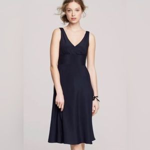 J. Crew Black Sophia V Neck Silk Sleeveless Dress